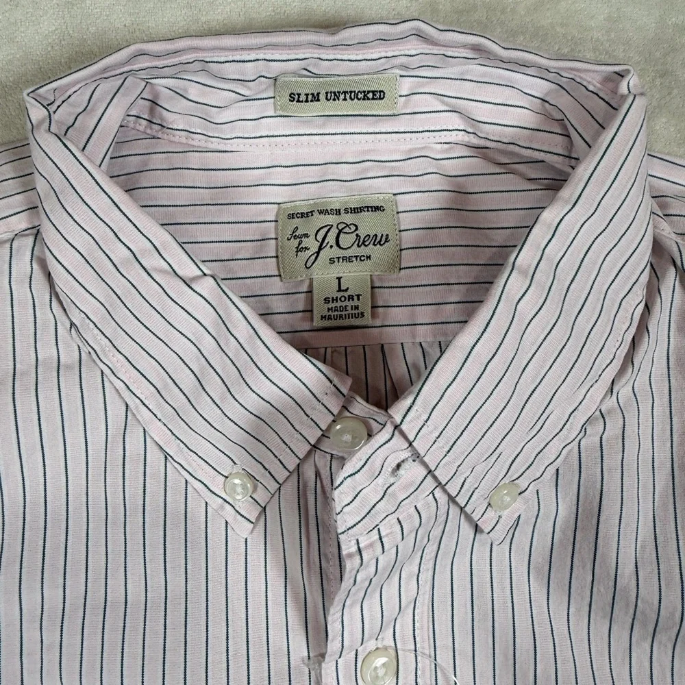 NWT J. Crew Men's Large Slim Untucked Short Purple Striped Casual Shirt